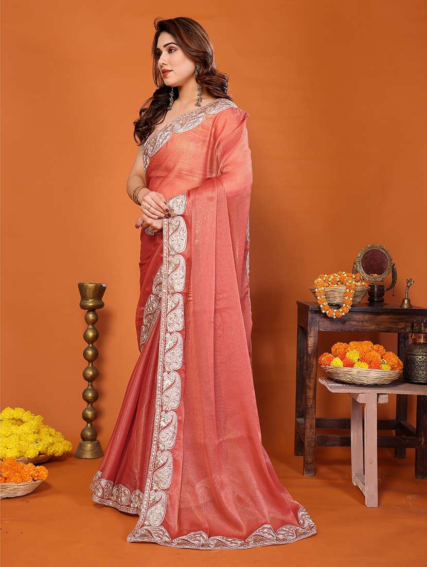 women solid with bordered saree with blouse - 22376679 -  Standard Image - 2