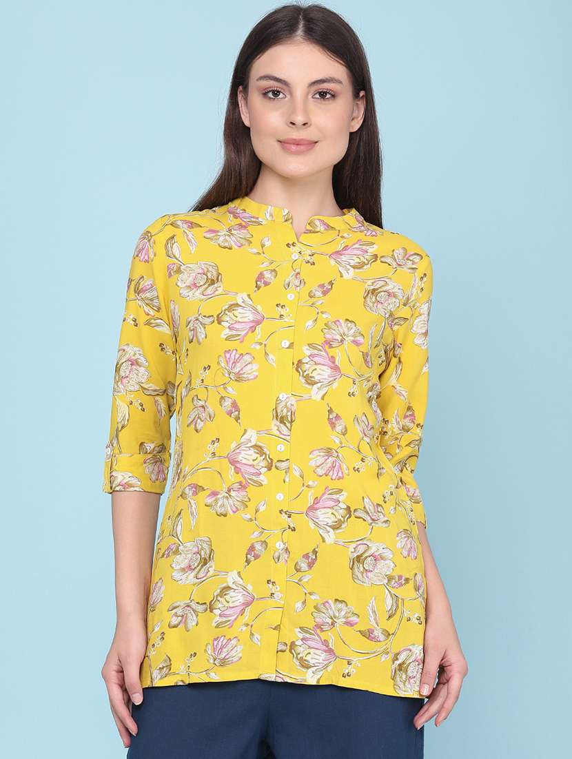 women printed three quarter sleeves straight kurti - 22376716 -  Standard Image - 2