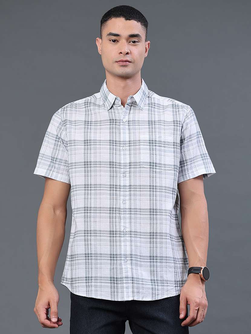 men checkered short sleeve regular fit casual shirt - 22376783 -  Standard Image - 2