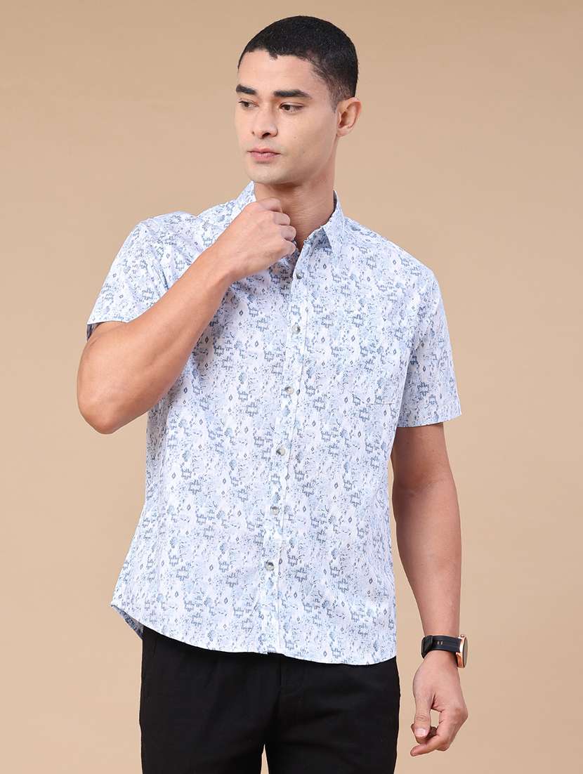 men printed short sleeve regular fit casual shirt - 22376793 -  Standard Image - 2