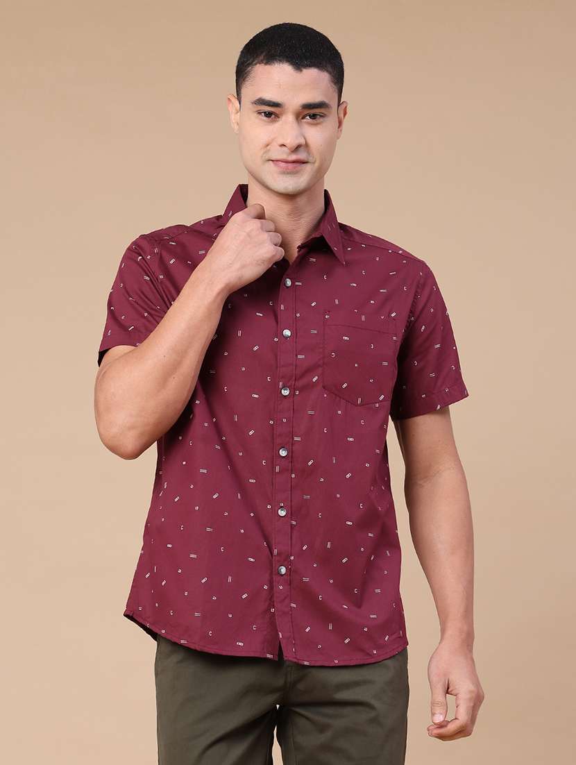 men printed short sleeve regular fit casual shirt - 22376796 -  Standard Image - 2