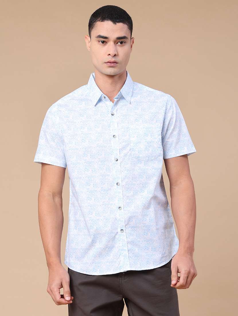men printed short sleeve regular fit casual shirt - 22376800 -  Standard Image - 2