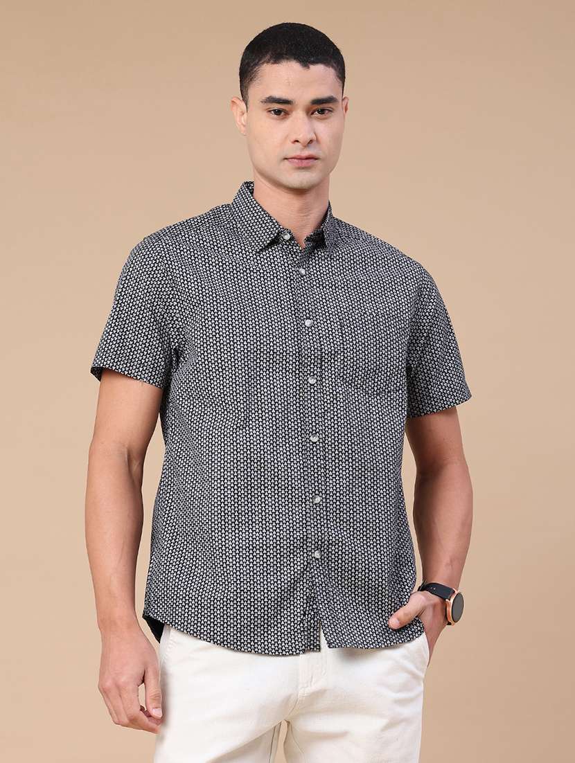 men printed short sleeve regular fit casual shirt - 22376804 -  Standard Image - 2