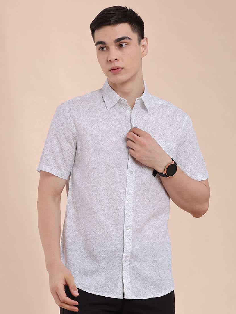 men printed short sleeve slim fit casual shirt - 22376806 -  Standard Image - 2