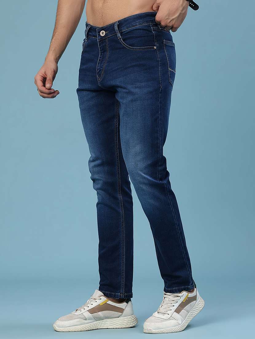 Men Washed Mid Rise Full Length Slim Fit Jeans - 22376844 -  Standard Image - 2