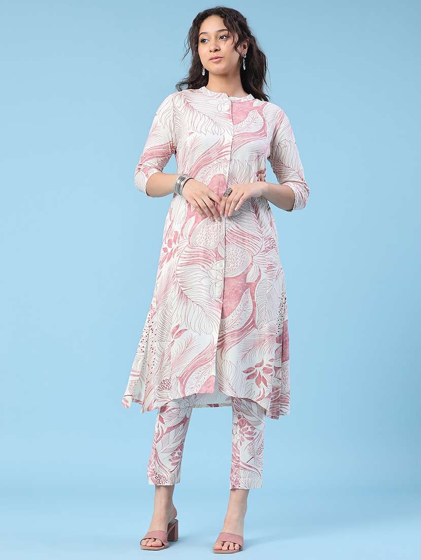 women printed mandarin neck ethnic co-ord set - 22376865 -  Standard Image - 2