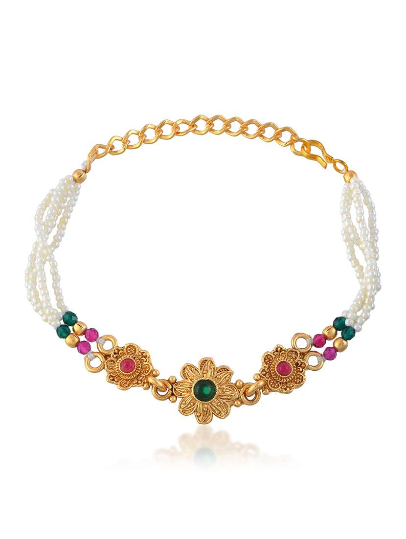  pearl meenakari kundan multi strand bracelet - 22376961 -  Standard Image - 2