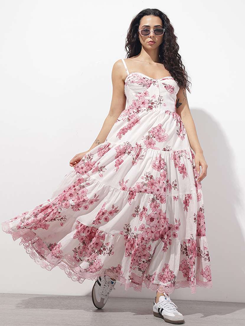 Women Printed Shoulder Strap Tiered Dress - 22376964 -  Standard Image - 2
