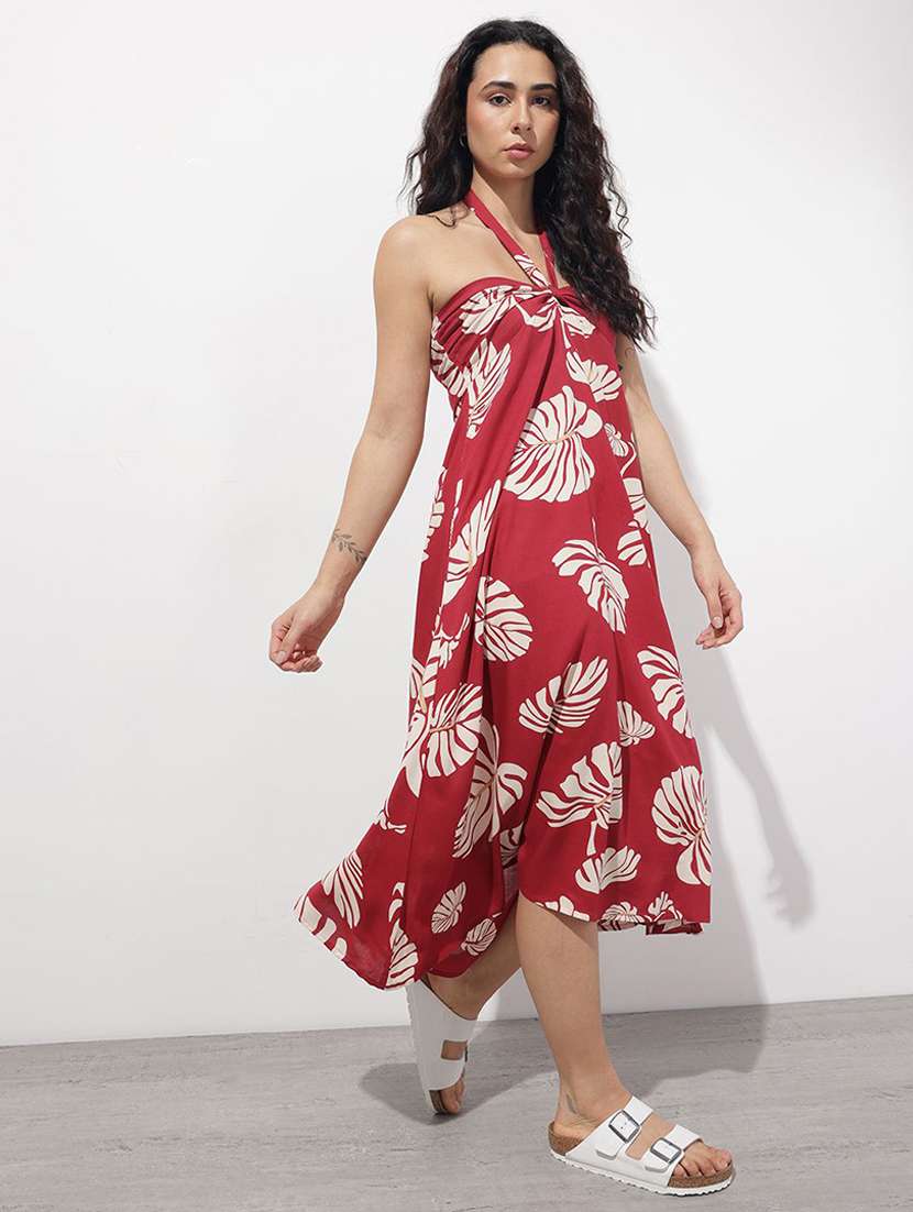 women printed shoulder strap fit & flared dress - 22376981 -  Standard Image - 2