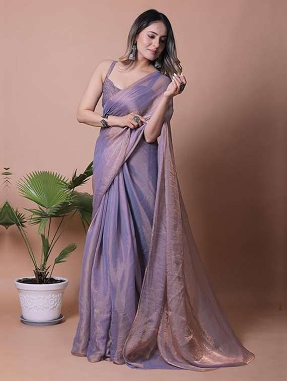 women solid plain saree with blouse