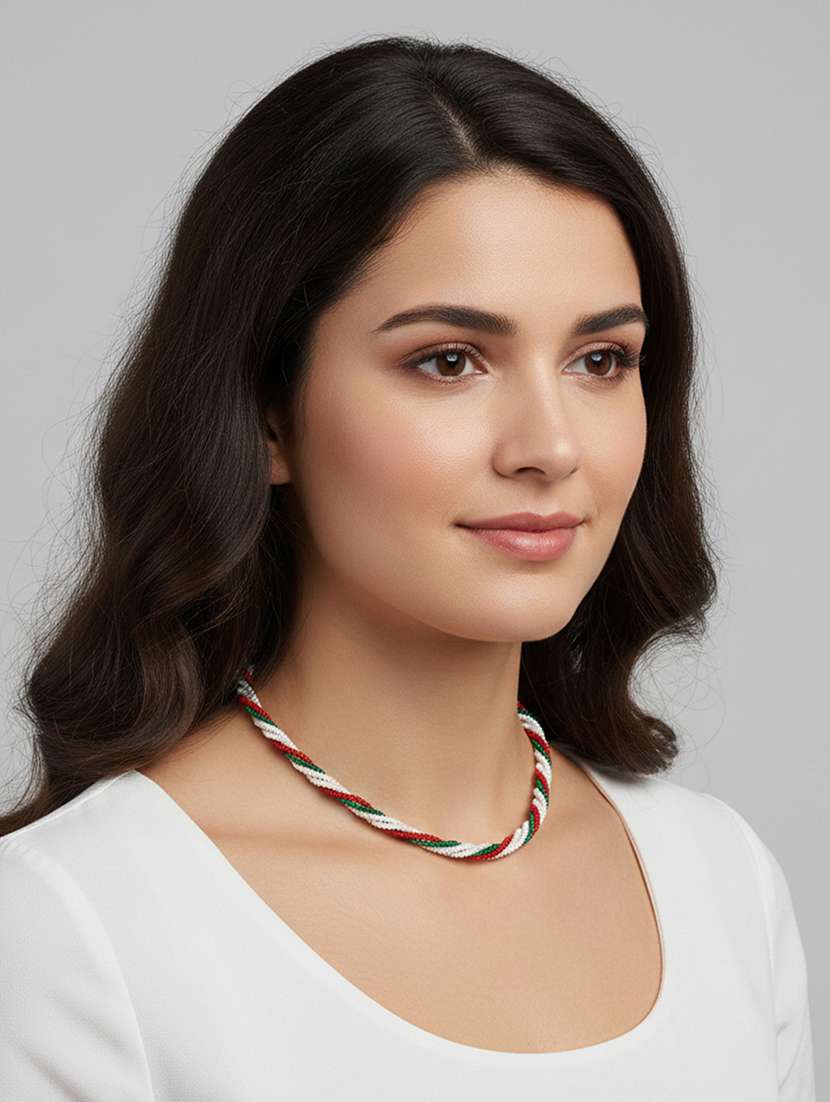 natural pearl ruby emerald beaded necklace for women - 22377226 -  Standard Image - 2