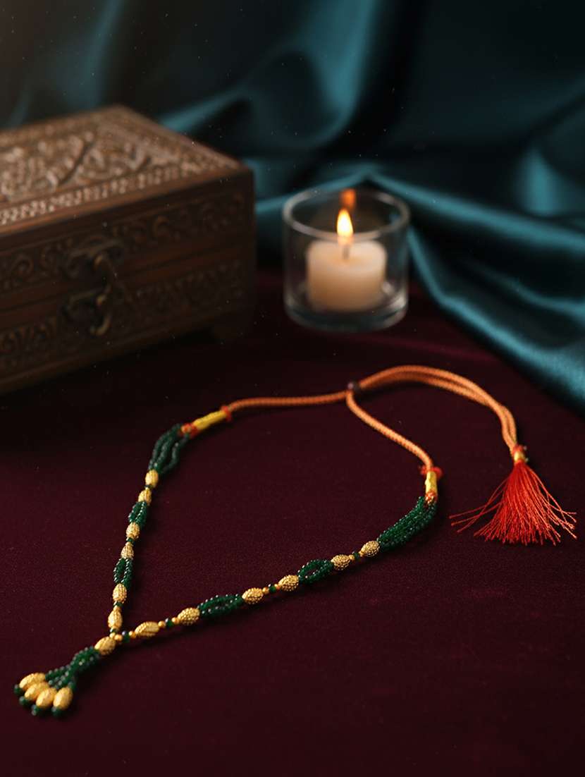 emerald brass gold bead necklace for women