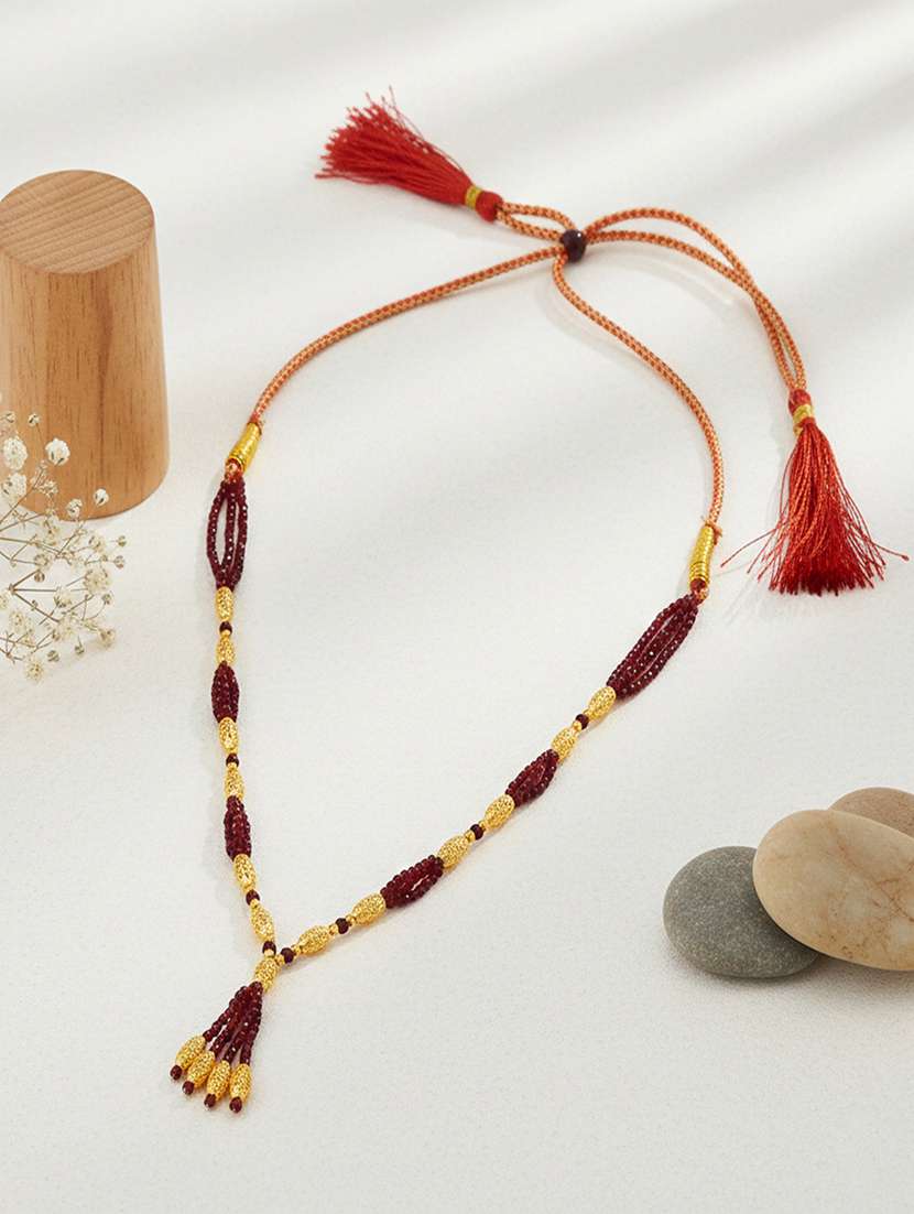 brass gold beads natural ruby necklace for women  - 22377308 -  Standard Image - 2