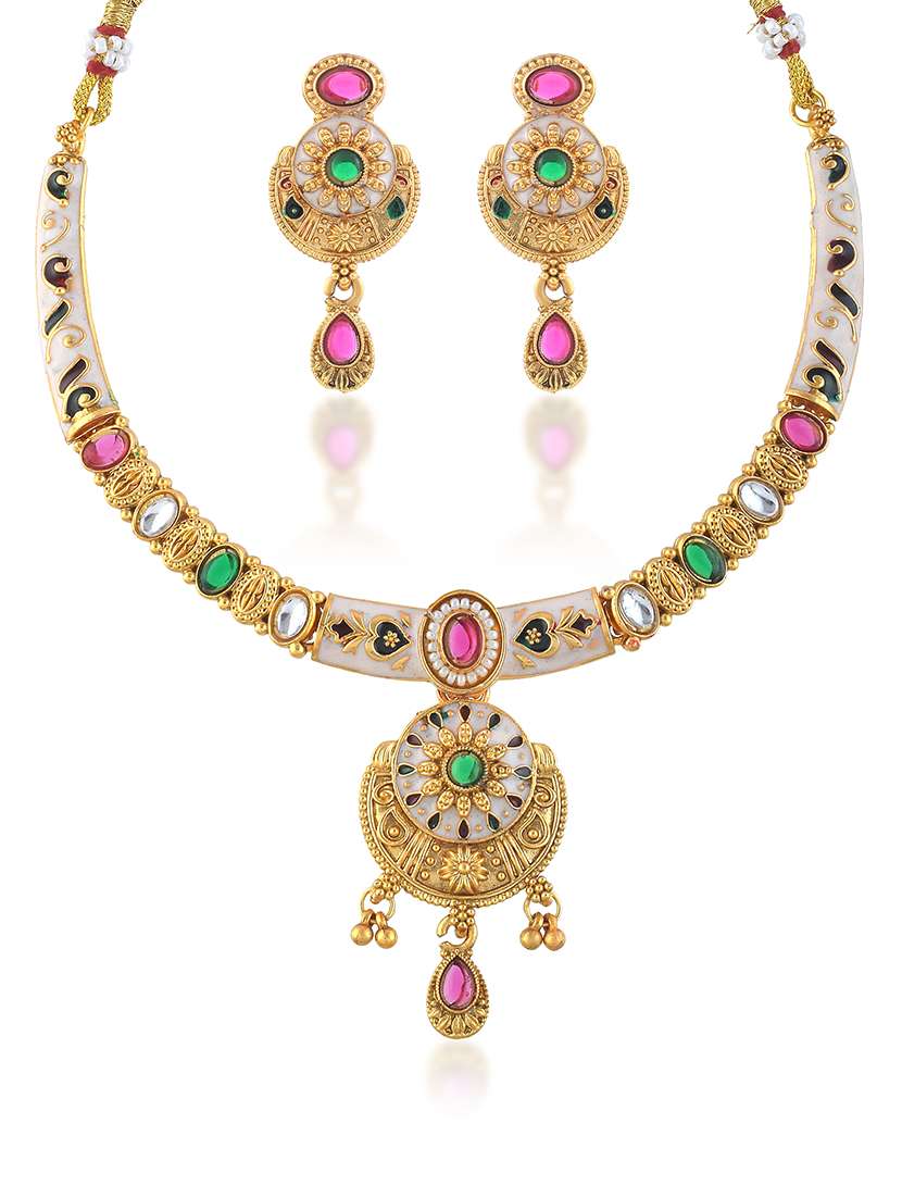brass micron gold handmade thewa work necklace set f - 22377319 -  Standard Image - 2