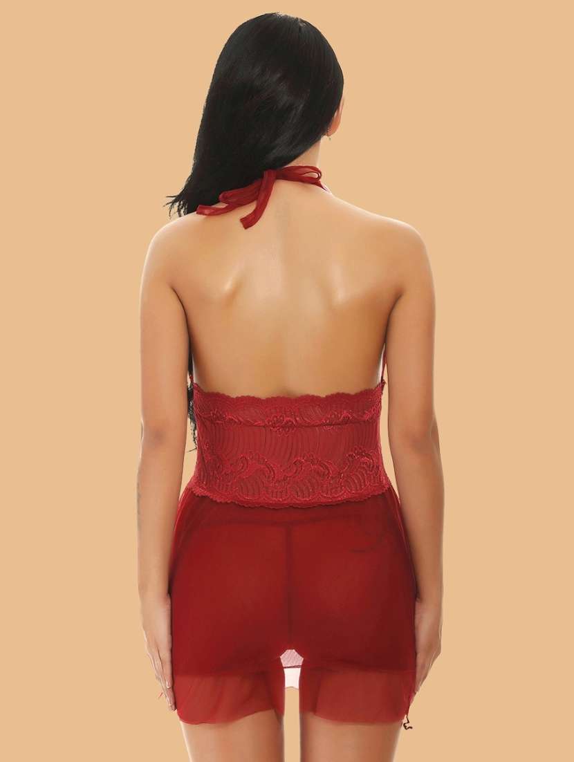 women self designed sleeveless lace babydoll - 22377376 -  Standard Image - 2