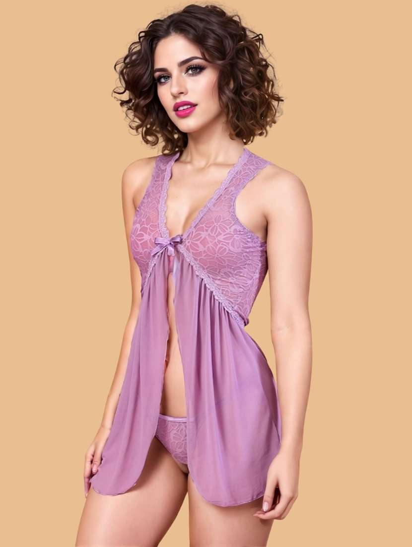 women self designed sleeveless lace babydoll - 22377384 -  Standard Image - 2