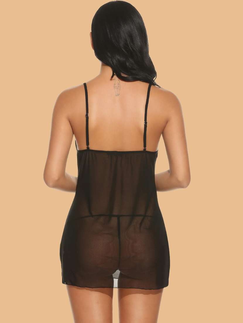 women self designed sleeveless lace babydoll - 22377390 -  Standard Image - 2