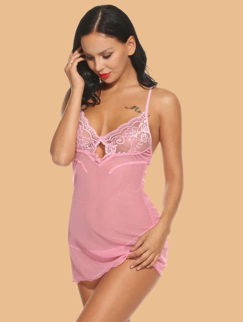 women self designed sleeveless lace babydoll - 22377391 -  Standard Image - 2