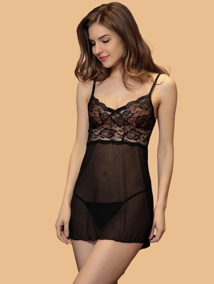 women self designed sleeveless lace babydoll - 22377395 -  Standard Image - 2