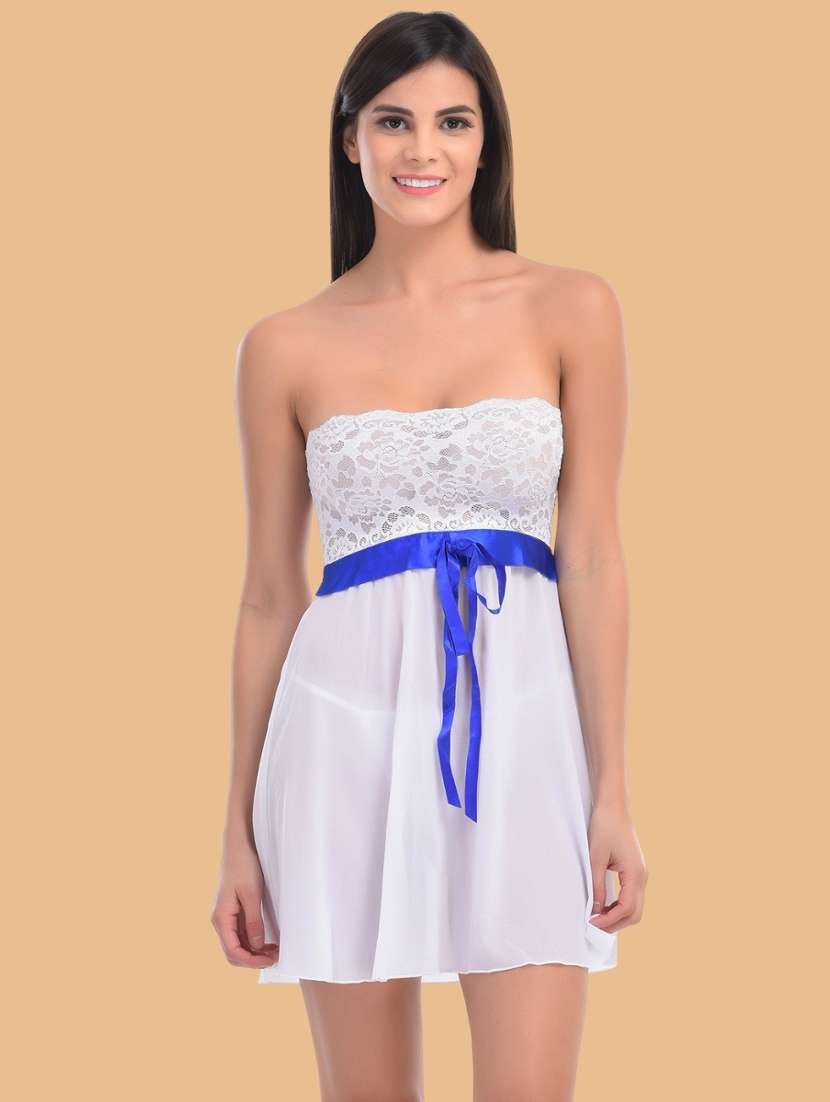 women self designed sleeveless lace babydoll - 22377403 -  Standard Image - 2