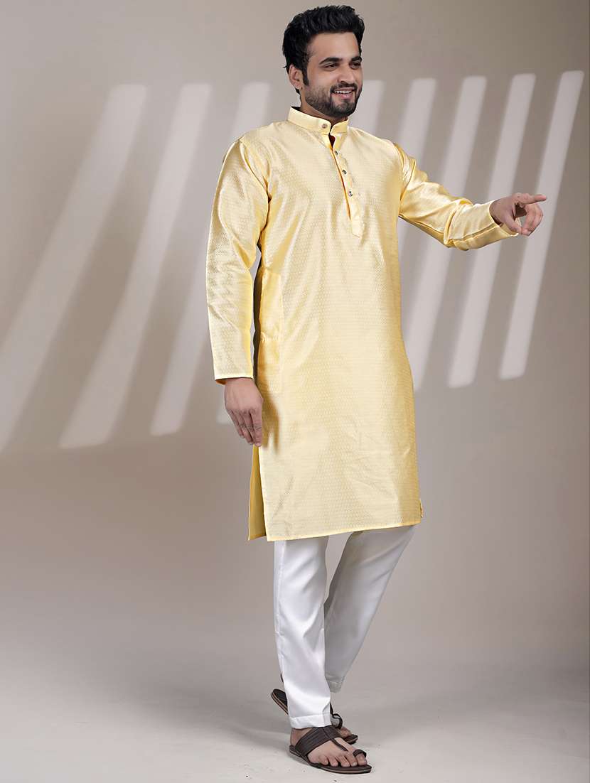 men self designed long sleeve kurta and pyjama set - 22377413 -  Standard Image - 2