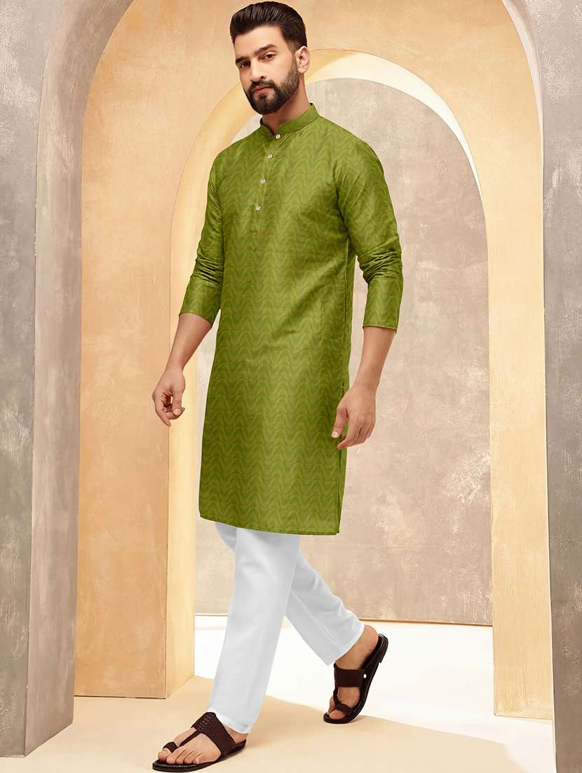 men self designed long sleeve kurta and pyjama set - 22377426 -  Standard Image - 2