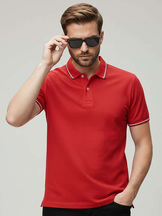 men solid short sleeve polo t-shirt