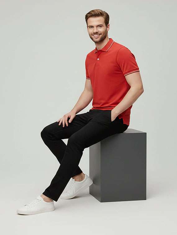 men solid short sleeve polo t-shirt