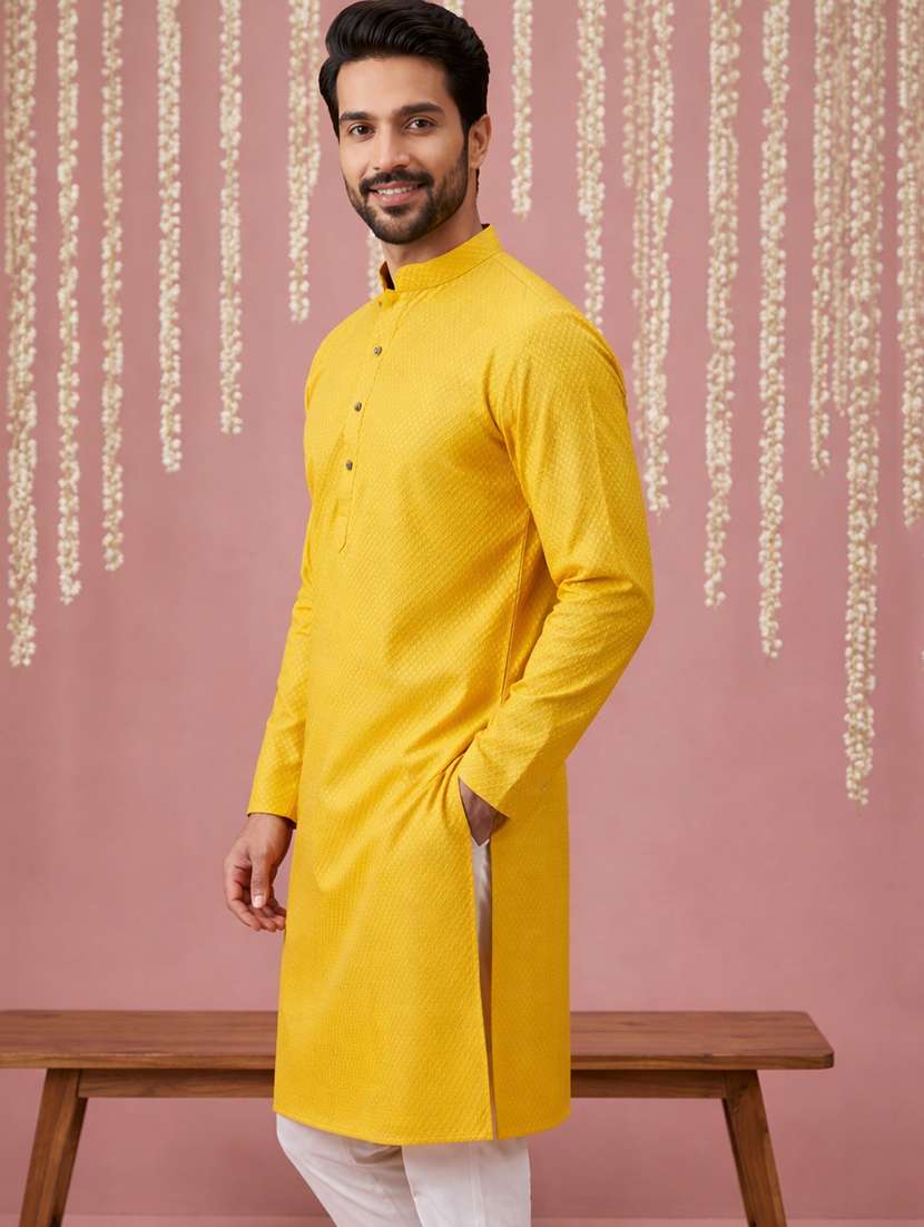 men embroidered mandarin collar long kurta - 22377483 -  Standard Image - 2