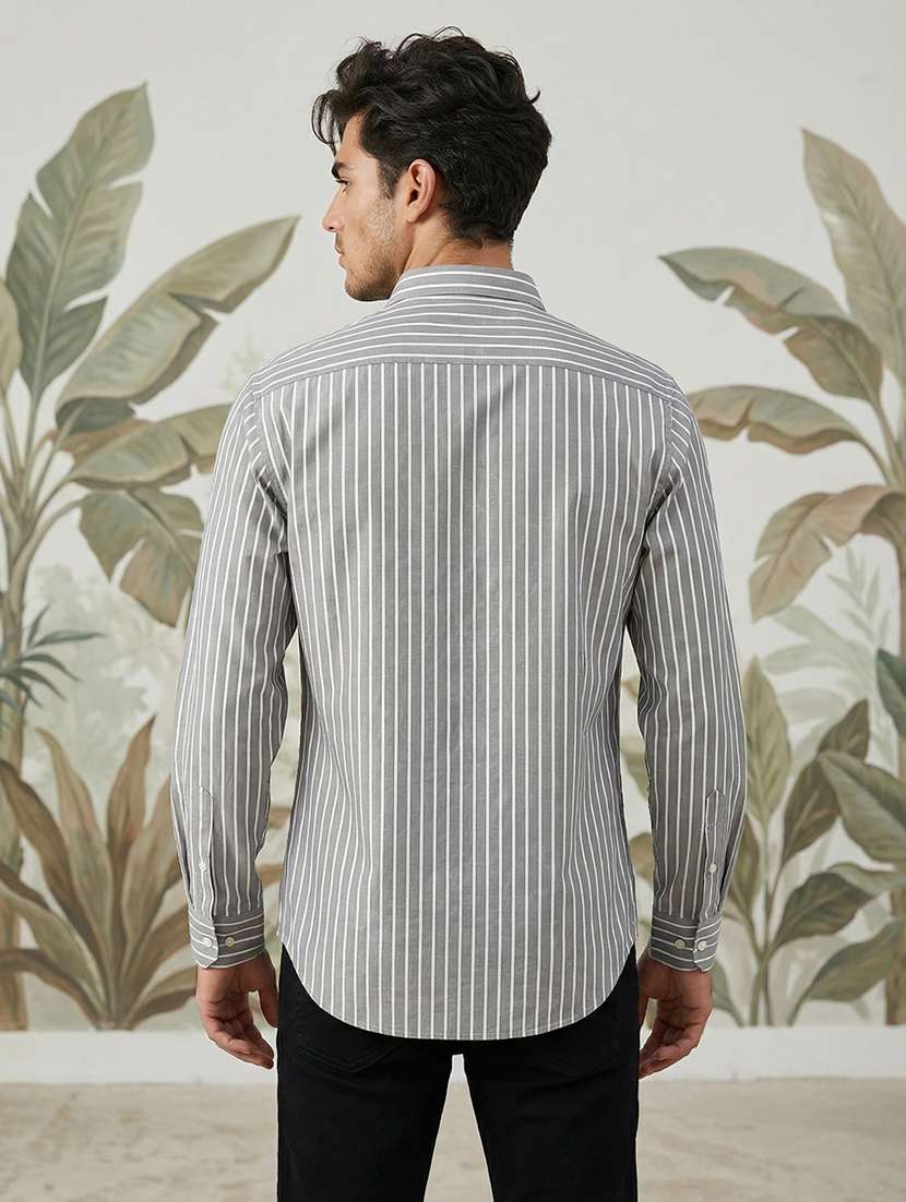 men striped mandarin neck long sleeve short kurta - 22377520 -  Standard Image - 2