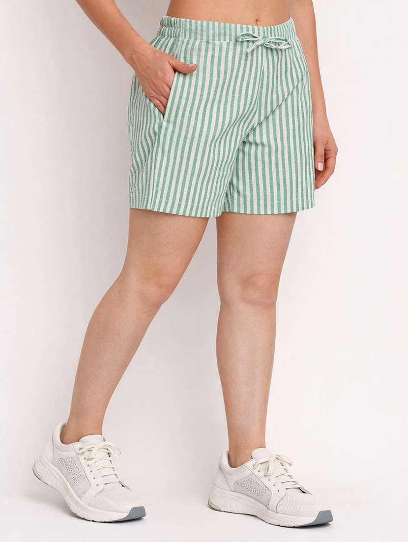 women striped mid rise shorts - 22377551 -  Standard Image - 2
