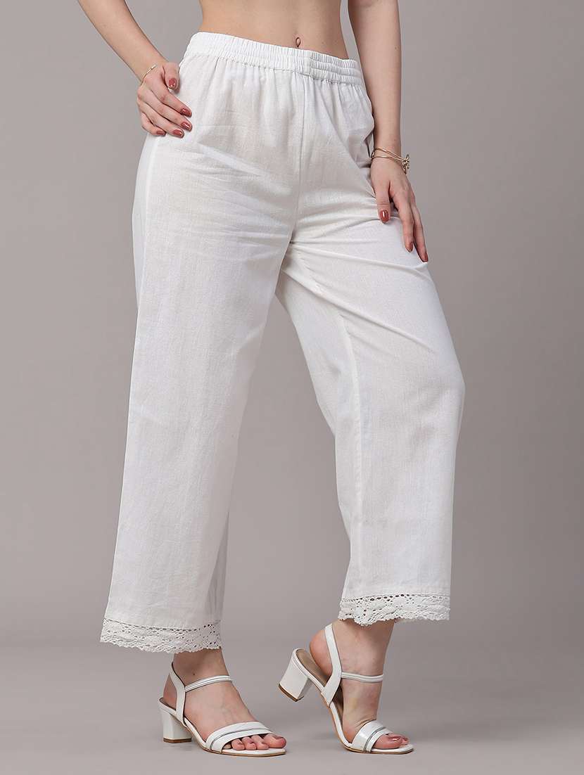 women solid mid rise straight pant - 22377653 -  Standard Image - 2