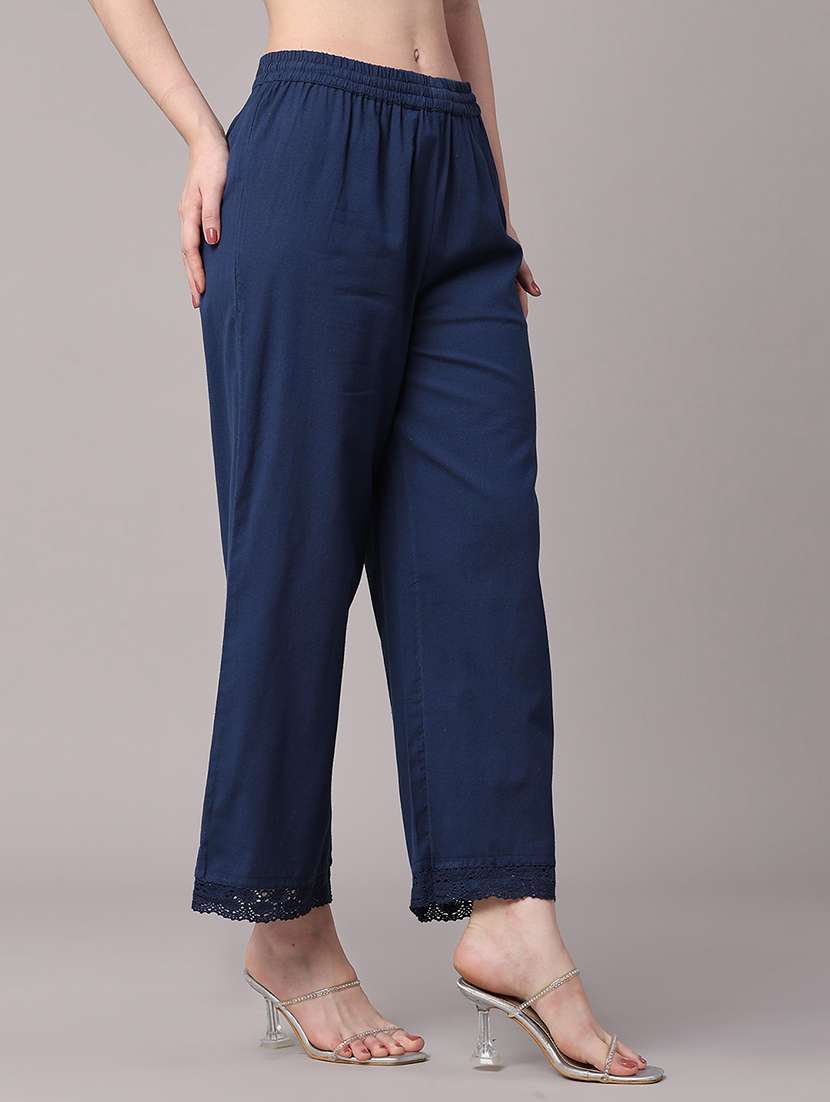 women solid mid rise straight pant - 22377656 -  Standard Image - 2