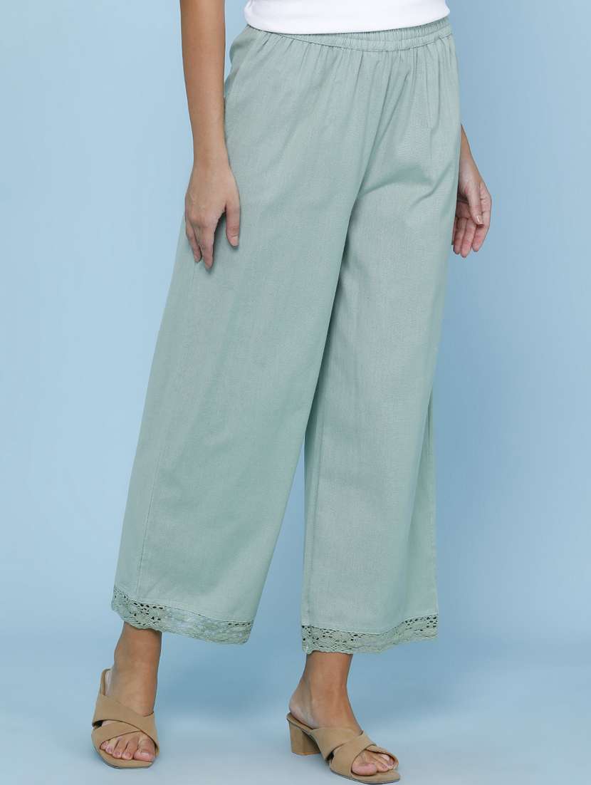 women solid mid rise straight pant - 22377658 -  Standard Image - 2