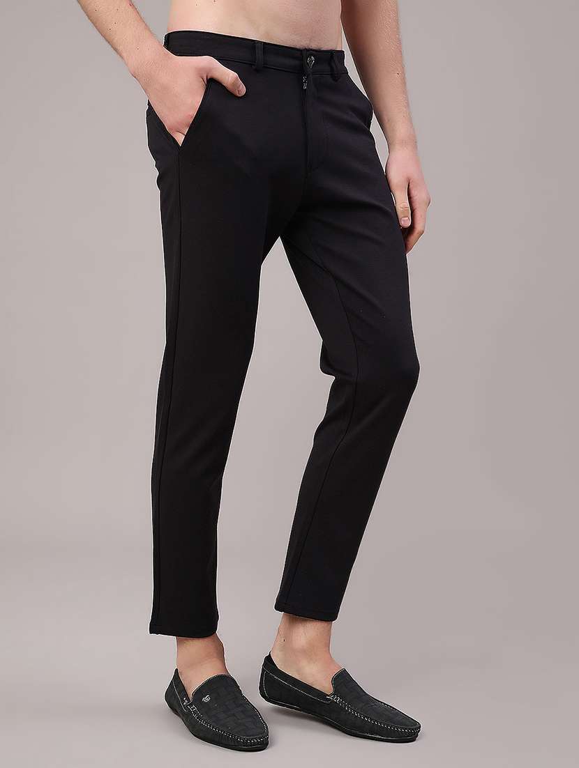 Black Cotton Chinos Casual Trousers - 22377732 -  Standard Image - 2