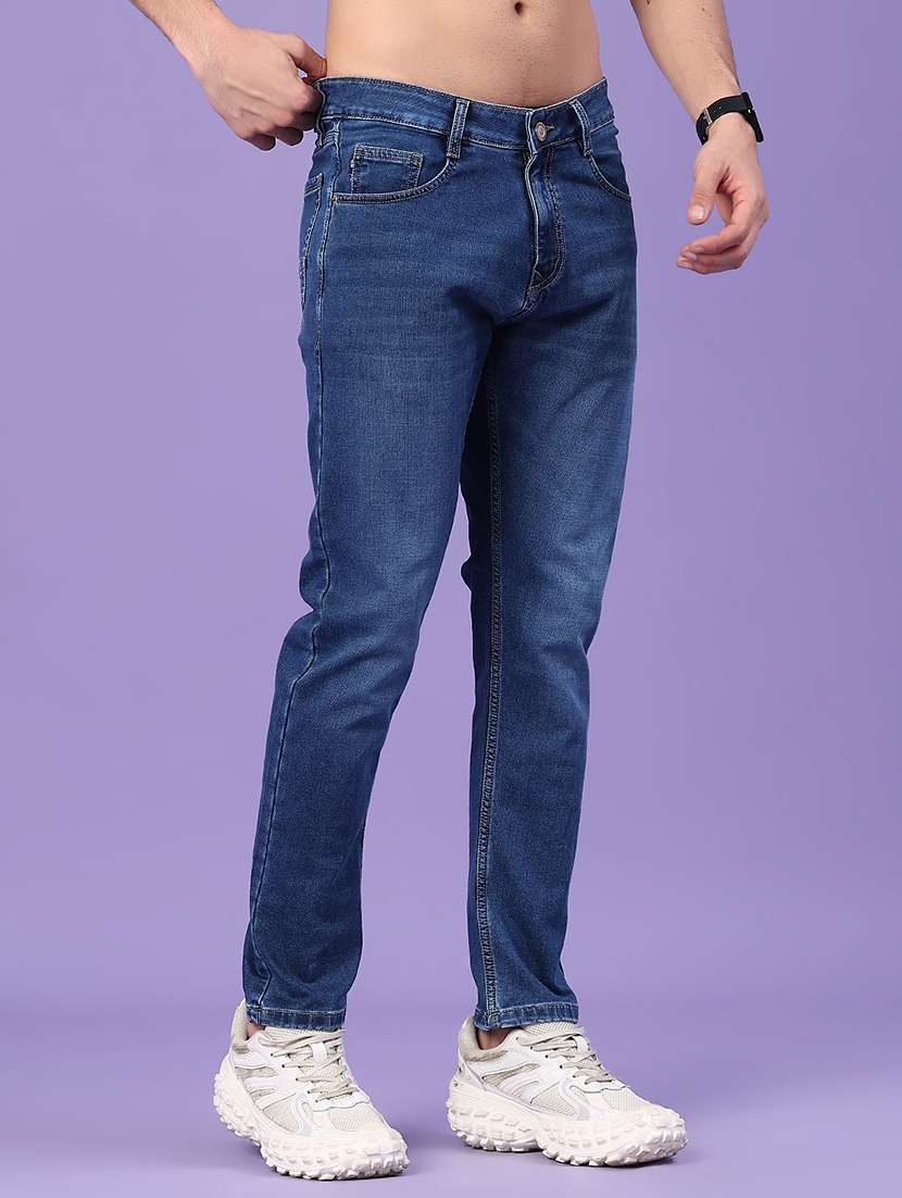 men washed mid rise slim fit jeans
