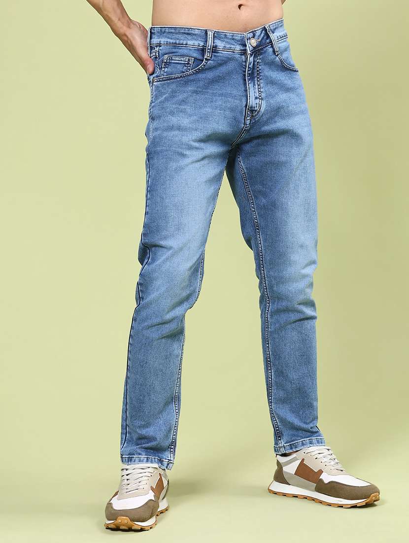 men washed mid rise slim fit jeans