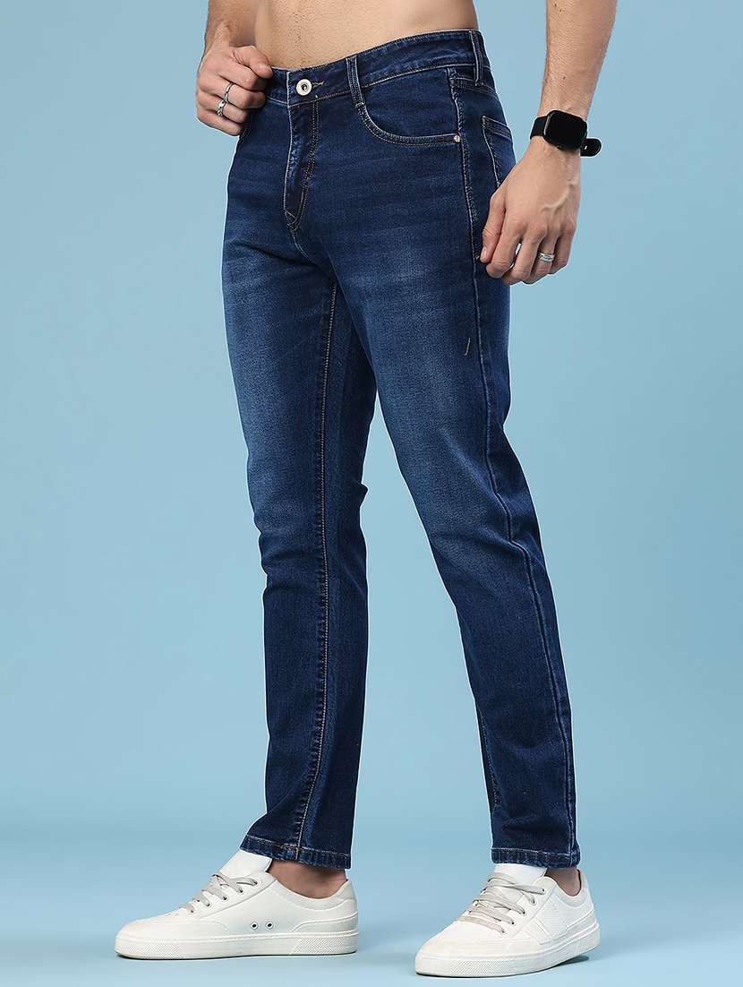 men washed mid rise slim fit jeans