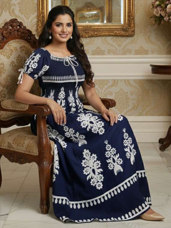 women printed short sleeve fit & flare dress