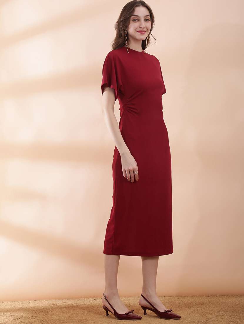 women solid puff sleeve bodycon dress - 22378254 -  Standard Image - 2