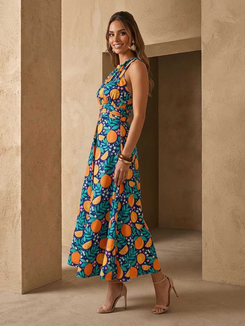 women printed halter neck sleeveless jumpsuit - 22378263 -  Standard Image - 2