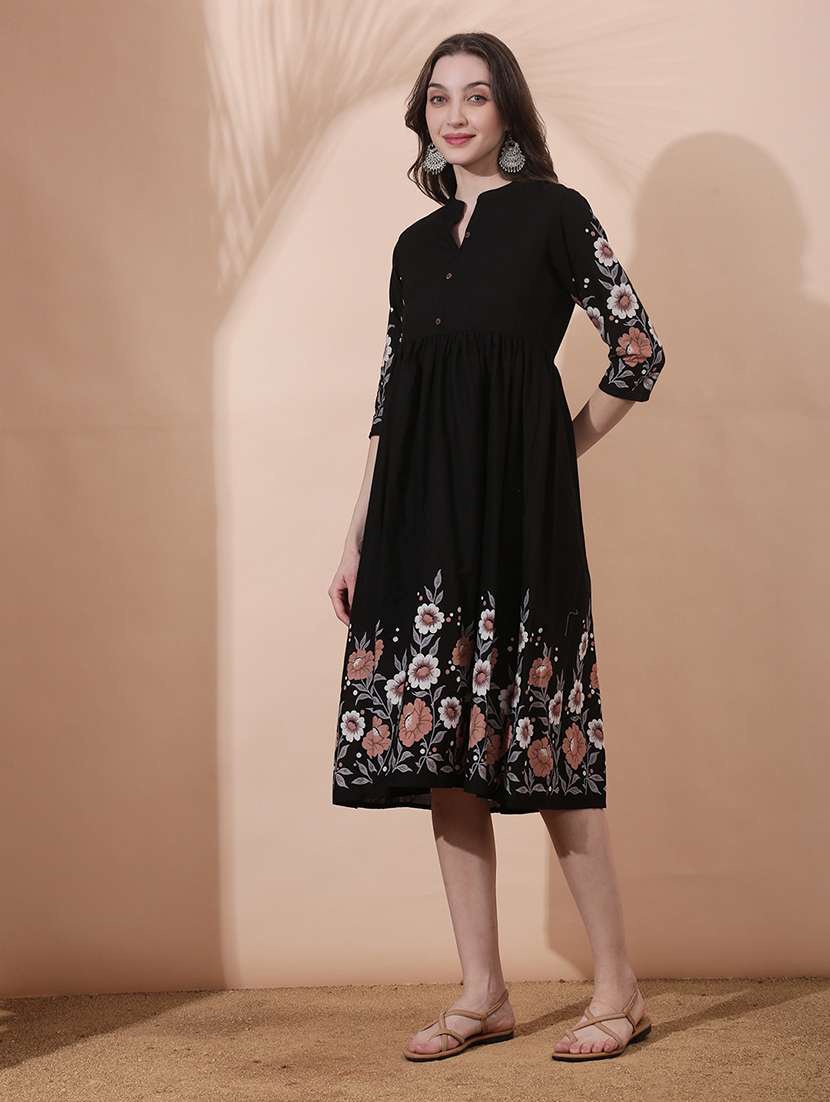 women floral three quarter sleeve ethnic dress - 22378327 -  Standard Image - 2