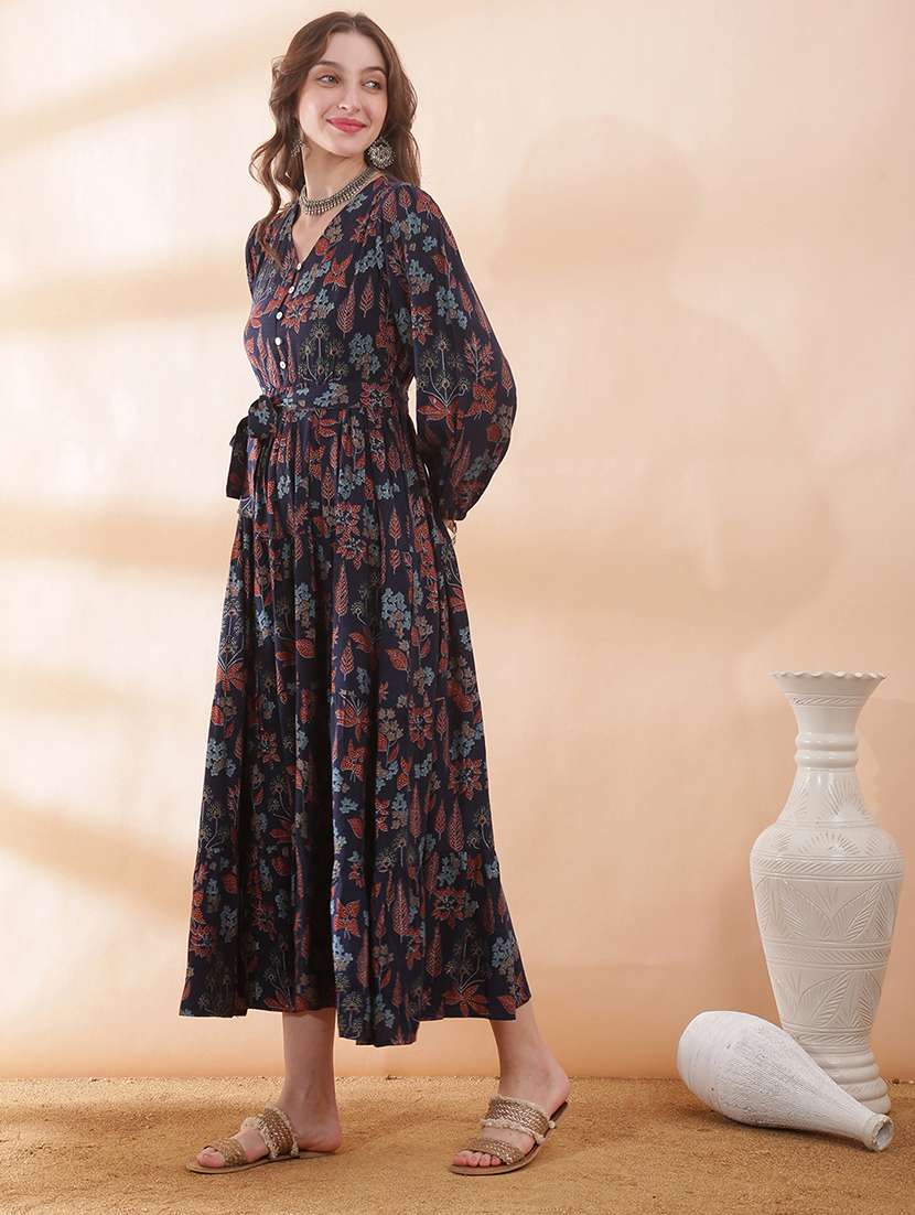 women floral puff sleeve tiered maxi dress - 22378329 -  Standard Image - 2