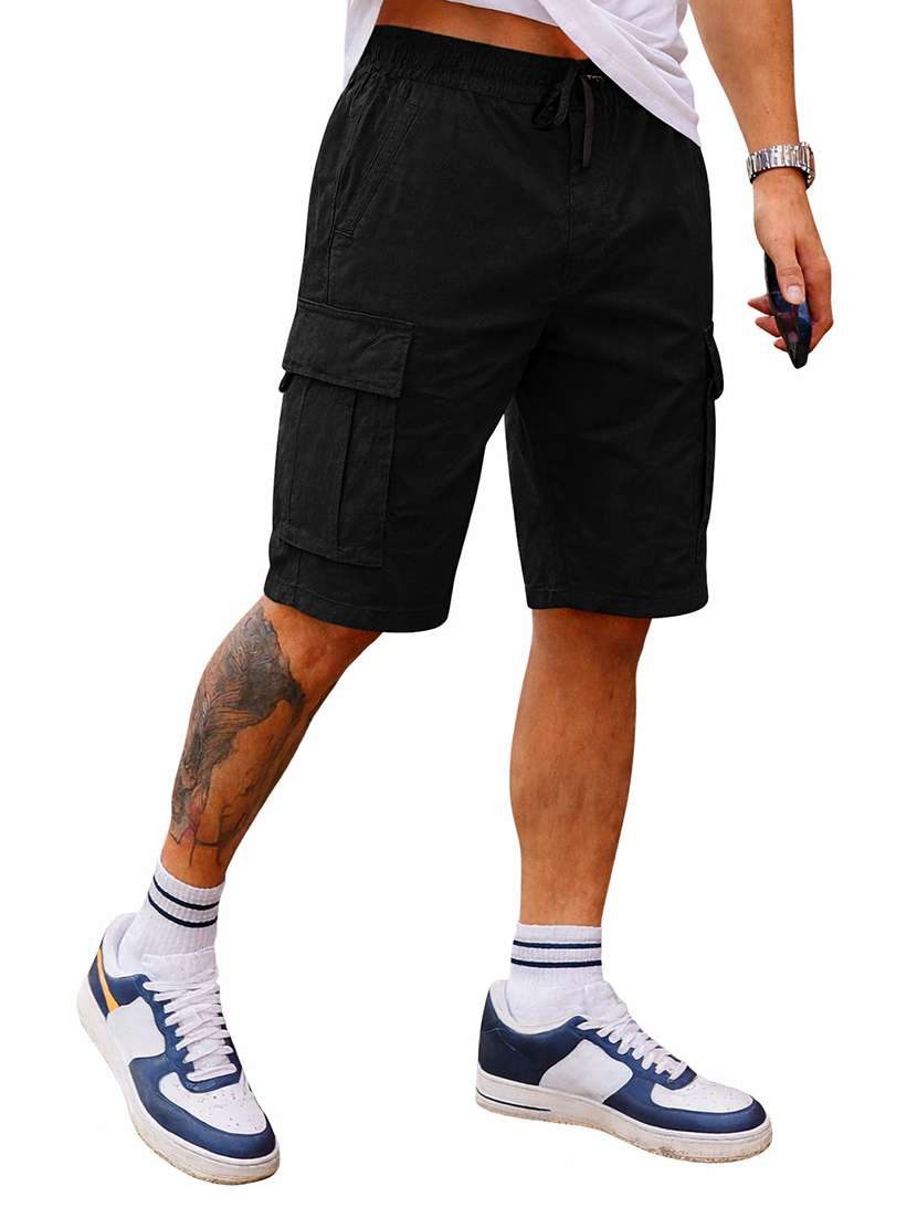 men solid mid rise regular fit cargo shorts - 22378532 -  Standard Image - 2