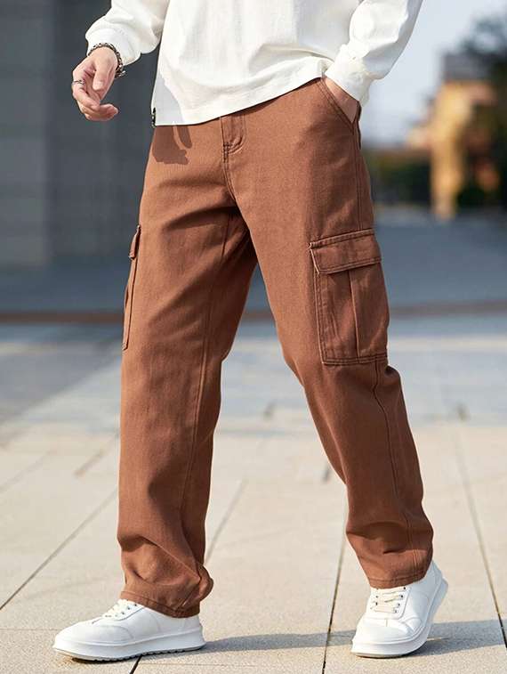 men solid mid rise relaxed fit cargo - 22378552 -  Standard Image - 2