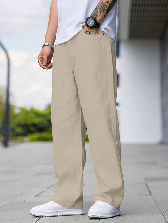 men plain mid rise full length baggy jeans - 22378558 -  Standard Image - 2