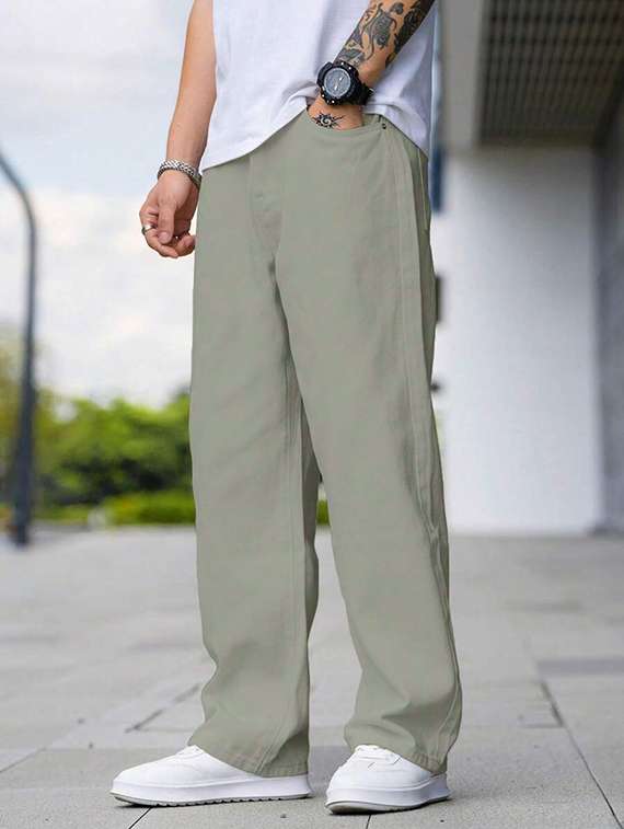 men plain mid rise full length baggy jeans - 22378559 -  Standard Image - 2