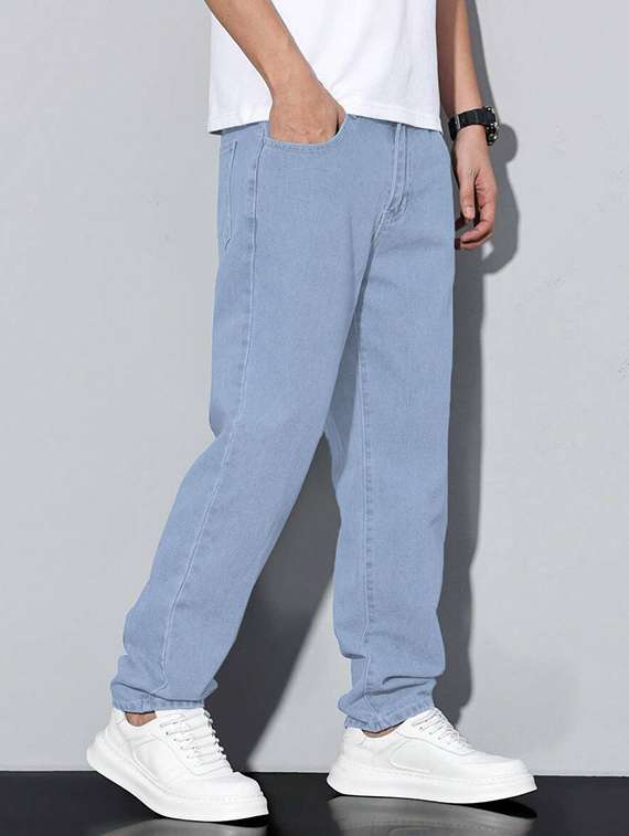 men plain mid rise full length relaxed fit jeans - 22378562 -  Standard Image - 2