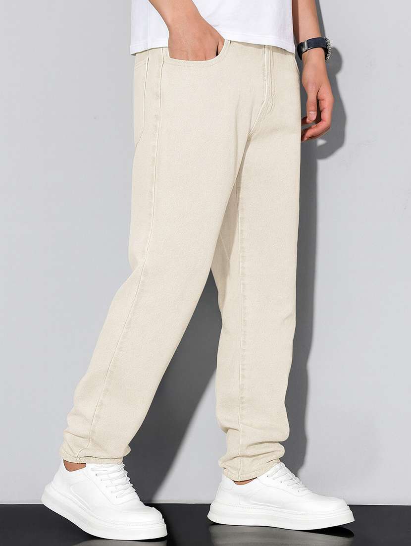 men plain mid rise full length relaxed fit jeans - 22378565 -  Standard Image - 2