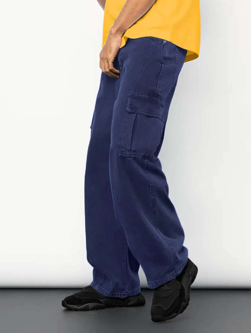 men solid mid rise baggy cargo - 22378580 -  Standard Image - 2